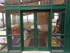 green aluminium sliding doors